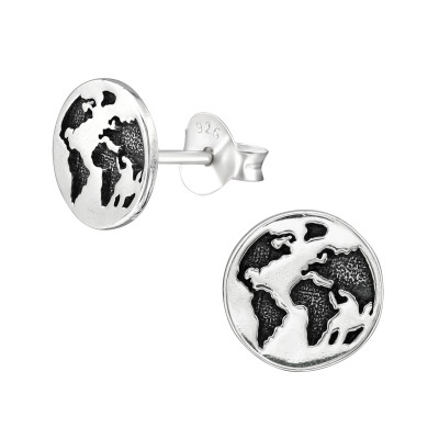 Silver Earth Ear Studs