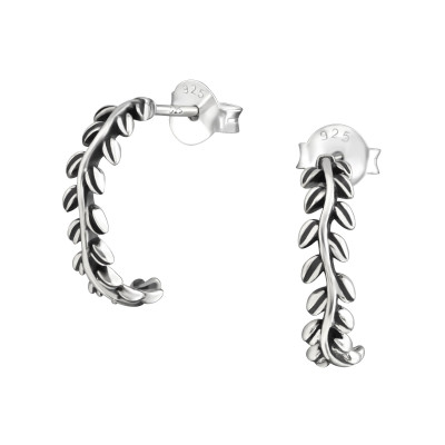 Silver Branch Half Hoop Ear Studs