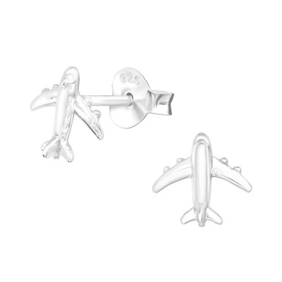 Silver Aircraft Ear Studs