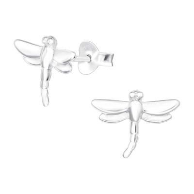 Silver Dragonfly Ear Studs