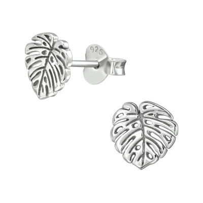 Leaf Sterling Silver Ear Studs