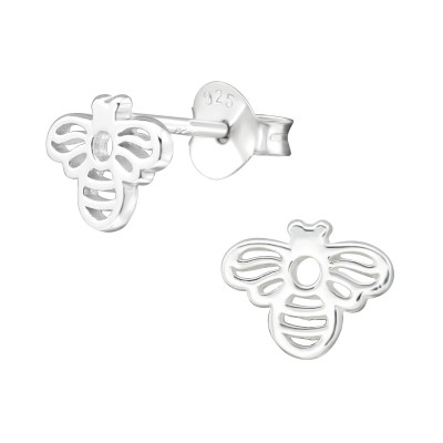 Silver Bee Ear Studs