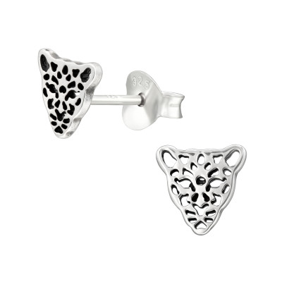 Silver Leopard Ear Studs