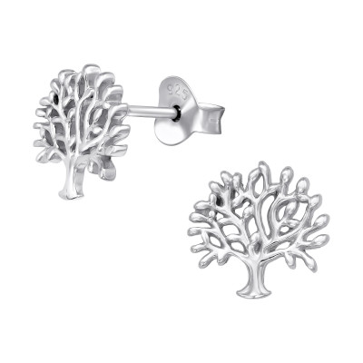 Silver Tree Ear Studs