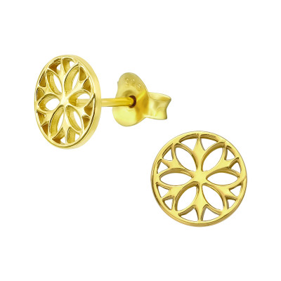 Silver Flower Ear Studs