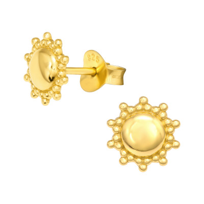 Silver Sun Ear Studs