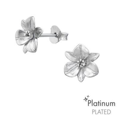 Silver Flower Ear Studs