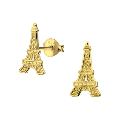 Silver Eiffel Tower Ear Studs