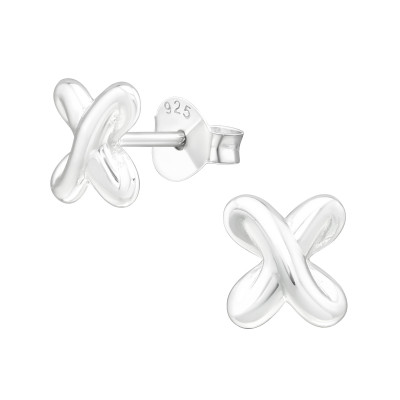 Silver Cross Ear Studs