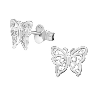 Silver Butterfly Ear Studs