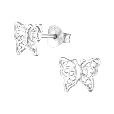 Silver Butterfly Ear Studs