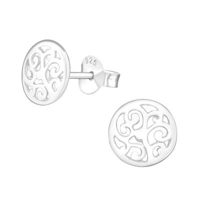 Ornament Sterling Silver Ear Studs