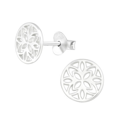 Silver Flower Ear Studs