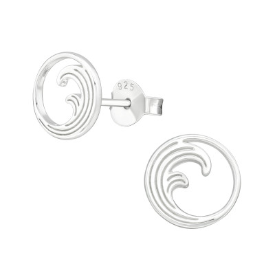 Silver Wave Ear Studs