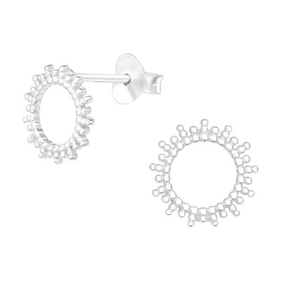 Silver Sun Ear Studs