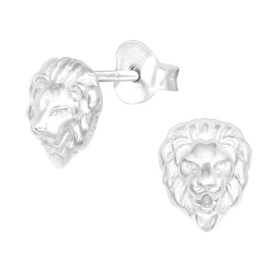 Silver Lion Ear Studs