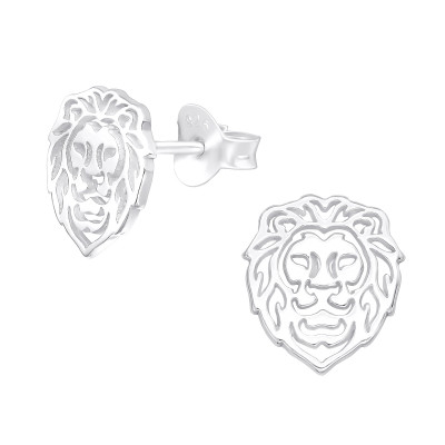 Silver Lion Ear Studs