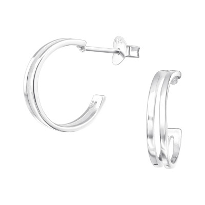 Silver Half Hoop Ear Studs