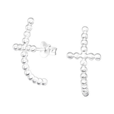 Silver Cross Ear Studs