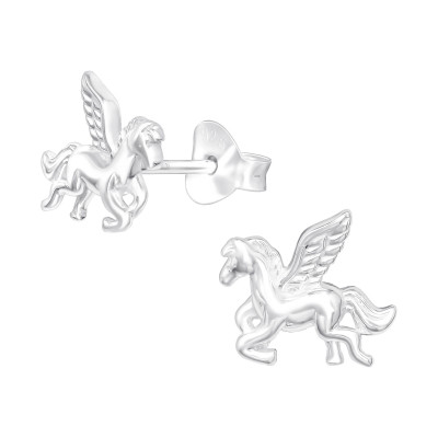 Silver Pegasus Ear Studs