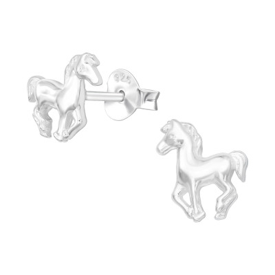 Silver Horse Ear Studs