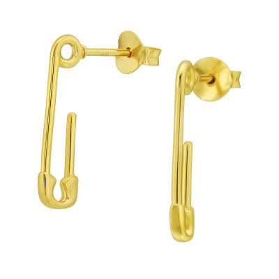 Silver Safety Pin Ear Studs