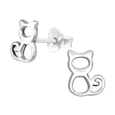 Silver Cat Ear Studs