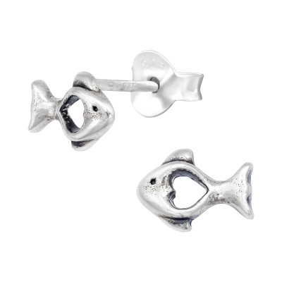 Silver Fish Ear Studs