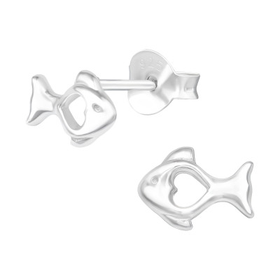 Silver Fish Ear Studs