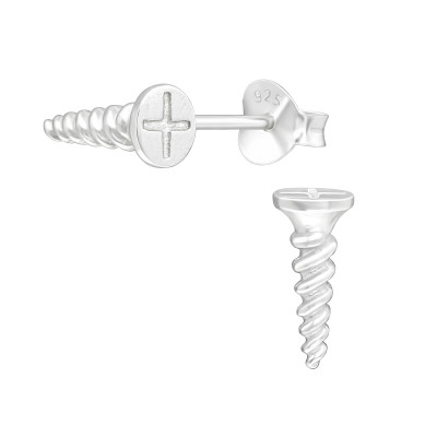 Silver Screw Ear Studs