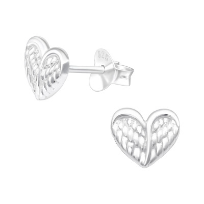 Silver Heart Ear Studs