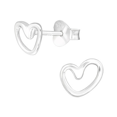 Silver Heart Ear Studs