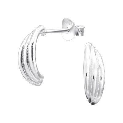 Silver Shell Half Hoop Ear Studs