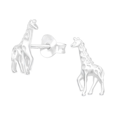 Silver Giraffe Ear Studs