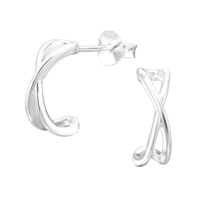 Silver Half Hoop Ear Studs