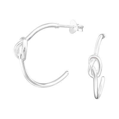 Silver Knot Half Hoop Ear Studs