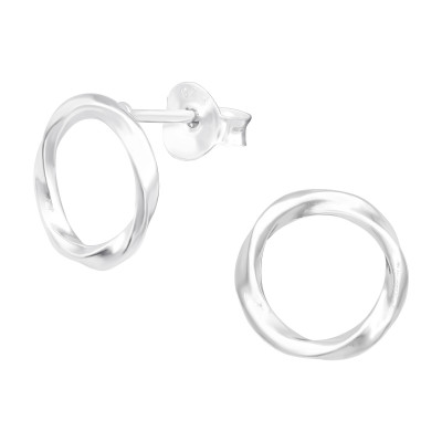 Silver Twisted Circle Ear Studs