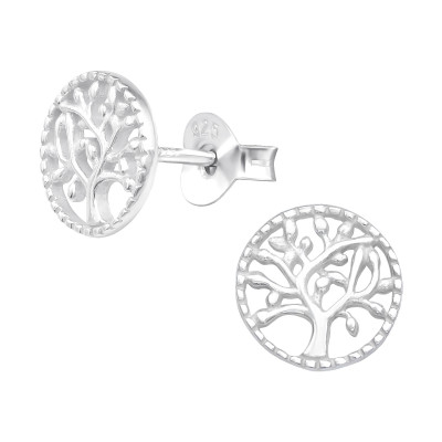 Silver Tree Of Life Ear Studs