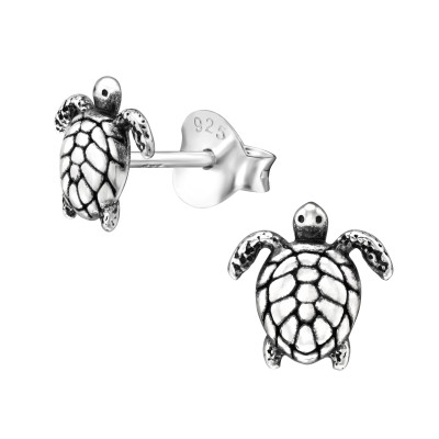 Silver Turtle Ear Studs