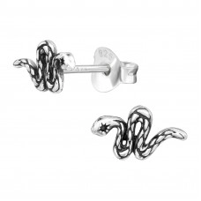 Silver Snake Ear Studs