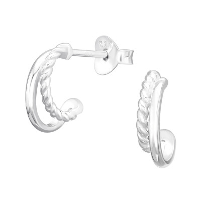 Silver Half Hoop Ear Studs