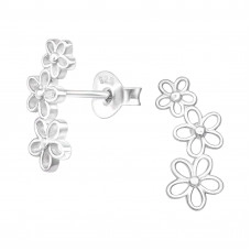 Silver Flowers Ear Studs