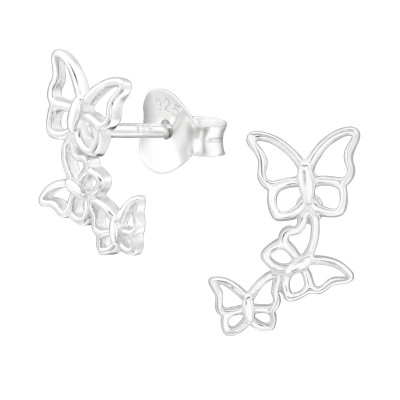 Silver Butterfly Ear Studs