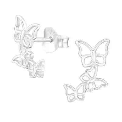 Silver Butterfly Ear Studs