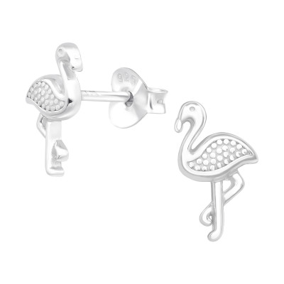 Silver Flamingo Ear Studs