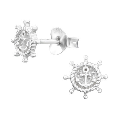 Silver Anchor Ear Studs