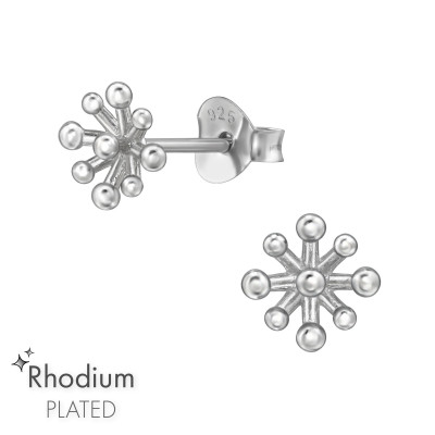 Silver Flower Ear Studs