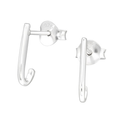 Silver Curved Ear Studs