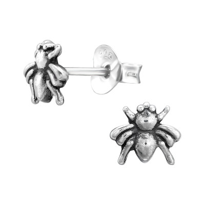 Silver Spider Ear Studs