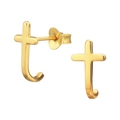 Silver Cross Ear Studs